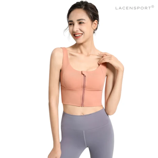 Zip Class Sport Bra Bh Atasan Baju Olahraga Wanita Yoga Gym Fitness - Image 5