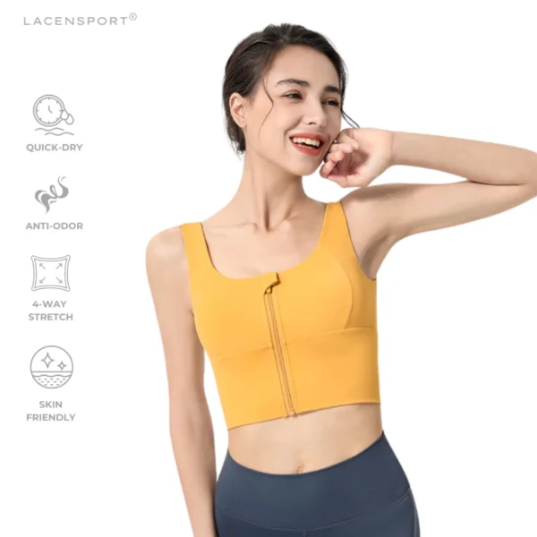 Zip Class Sport Bra Bh Atasan Baju Olahraga Wanita Yoga Gym Fitness - Image 8